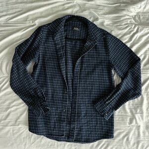 A.P.C. Navy Wool Flannel Button Up Shirt